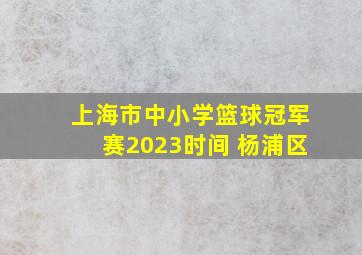 上海市中小学篮球冠军赛2023时间 杨浦区